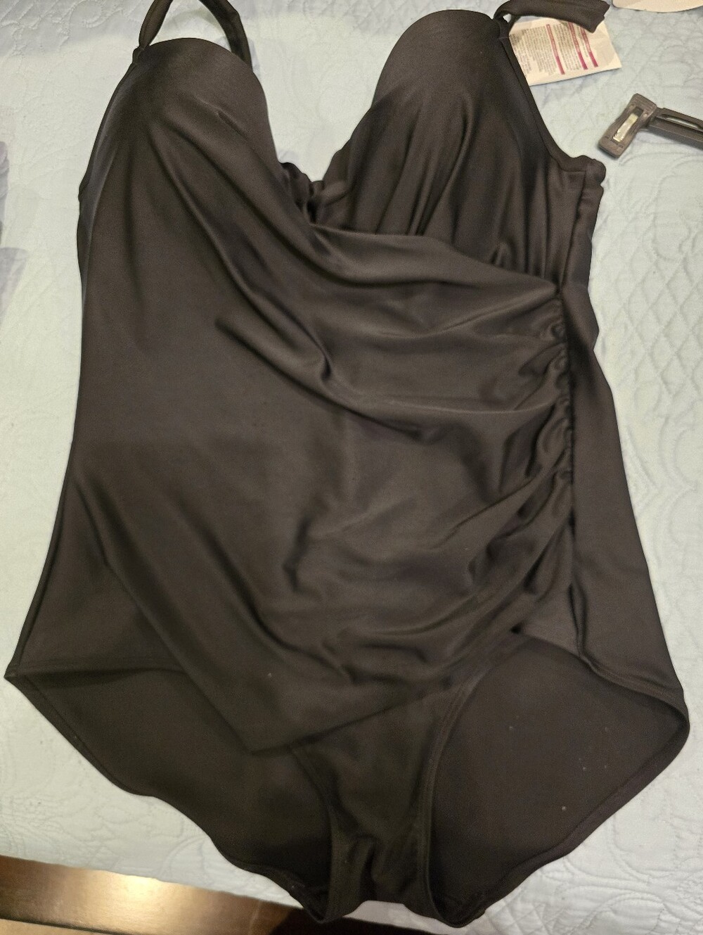 St. John's Bay Black One-Piece Swimsuit with Adjustable Straps